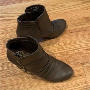 Brown leather booties